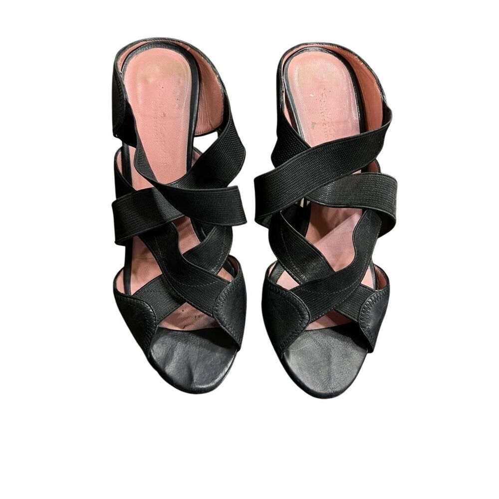 Donna Karan Well Worn Black Strappy Sexy Elastisized Slip On Heel
